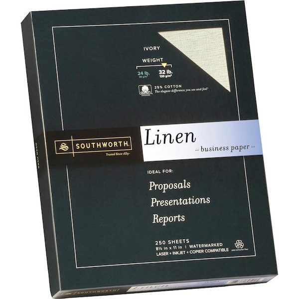 Paper, Linen, 32#, 25%Ctn, Iy Pk